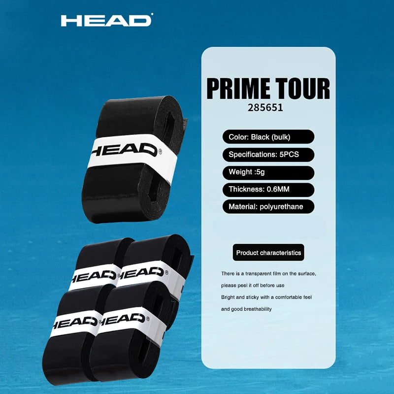 Original HEAD 5Pcs Tennis Overgrip Sticky Tennis Racket Sweat Band Absorption Grip Badminton Racket Handle Grip Tennis Griptape