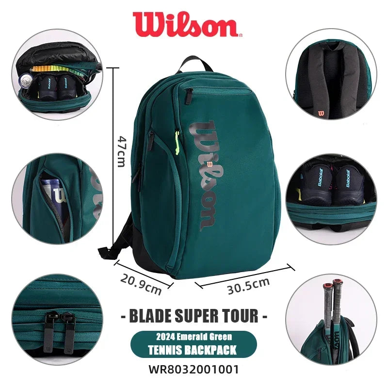 Wilson - Professional Tennis Backpack, 2024 Blade Super Tour V9 Design, Racquet Equipment, Sports Backpack, Racquet Bag