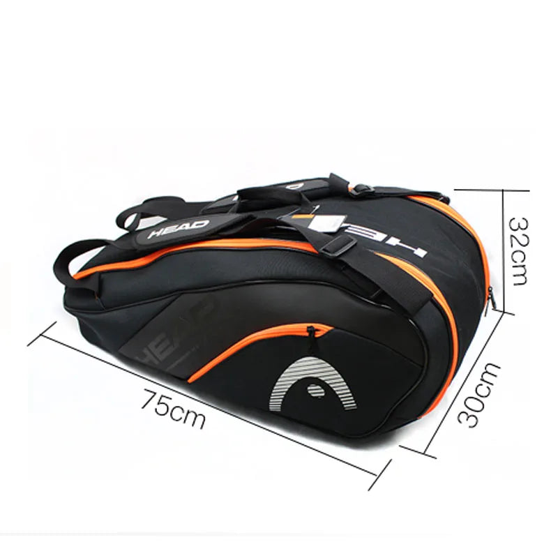 HEAD 6 Pieces Tennis Rackets Bag Hard Shell Sports Bag Large Capacity 9 Badminton Racquets Backpack Men Women Tenis Squash Padel