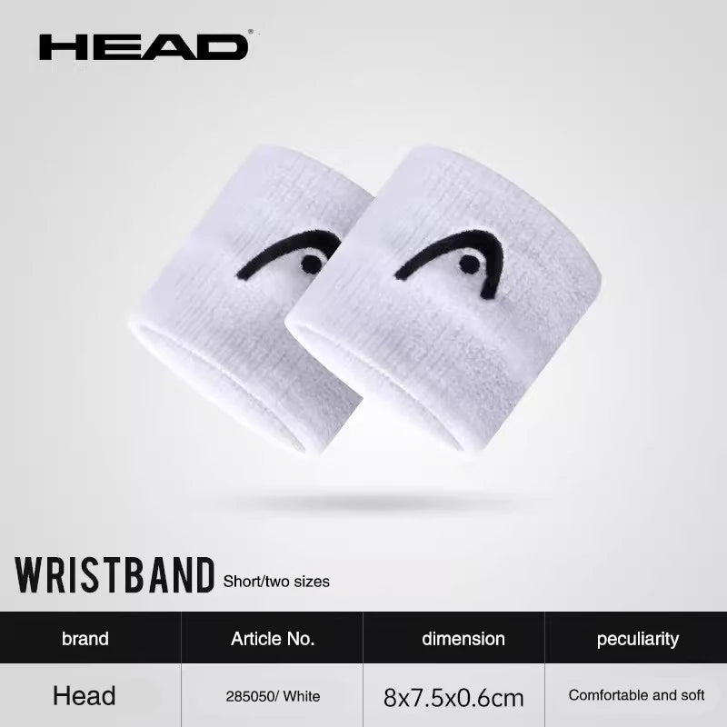 HEAD Tennis Badminton Wristband Embroidery Sport Wristband Cotton Comfortable Absorb Sweat Wiping Non Slip Wristband